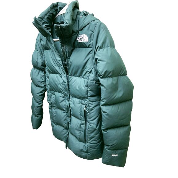 The North Face Down Hooded 550 Series Hunter Green Womens XS - Picture 2 of 6